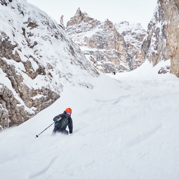 Val Setus &ndash; ingresso nel canale ripido - Freeride Val Setus con Vallon del Pisciad&ugrave; - Catores