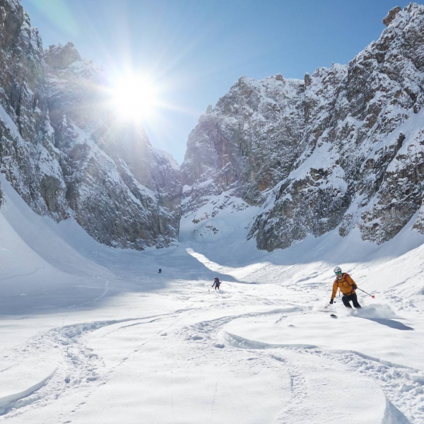 Forcella del Sassopiatto in condizioni perfette - Settimana di sci alpinismo in Val Gardena con le Guide Catores - Catores
