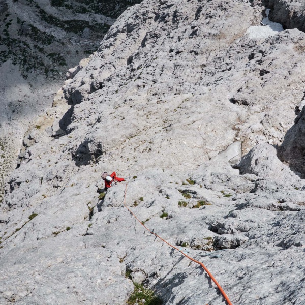 Ottima roccia dolomitica sul massiccio dello Sciliar - Via normale alla Punta Santner - Catores