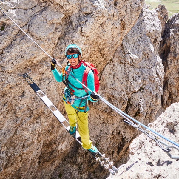 Suspension bridge above the Toni Demetz Hut - Furcela Saslonch Via Ferrata - Catores