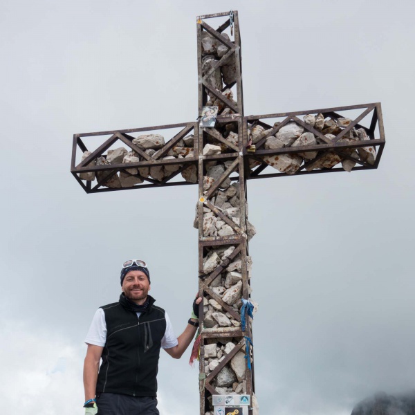 Iconic summit cross of Sassopiatto (2,969 m) - Oskar Schuster via ferrata on Sassopiatto - Catores
