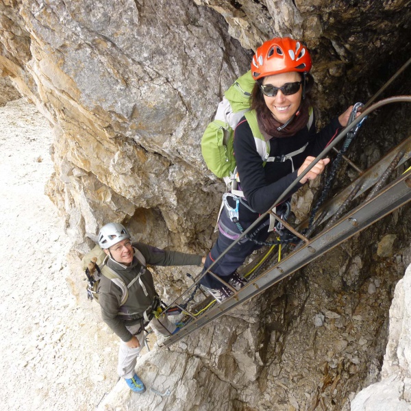Ladder section in the central part of the route - Oskar Schuster via ferrata on Sassopiatto - Catores